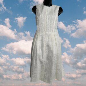 BROOKS BROTHERS White Tweed Dress Old Money Secret Side Pockets Fit &Flare 6 NWT